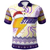 Melbourne Storm Christmas Polo Shirt - Custom Christmas Super Melbourne Storm Polo Shirt