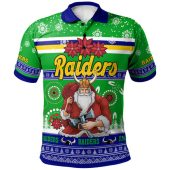 Canberra Raiders Christmas Polo Shirt - Custom Canberra Raiders Ugly Christmas And Aboriginal Inspired Patterns Polo Shirt