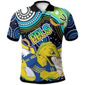 Parramatta Eels Polo Shirt - Custom Parramatta Eels Logo Aboriginal Inspired Indigenous Sport Style Polo Shirt