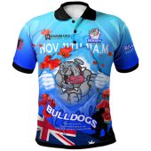 Canterbury-Bankstown Bulldogs Polo Shirt - Custom Canterbury-Bankstown Bulldogs Remembrance Day Lest We Forget Poppies Polo Shirt