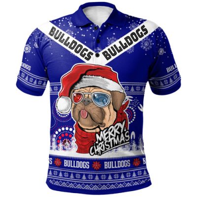 Canterbury-Bankstown Bulldogs Christmas Polo Shirt - Custom Canterbury-Bankstown Bulldogs Ugly Christmas And Aboriginal Inspired Patterns Polo Shirt