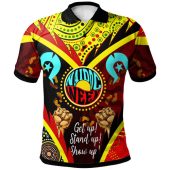 Australia Naidoc Week Polo Shirt - Custom Naidoc with Torres Strait Island Aboriginal Inspired FootPrint "Get up!, Stand up! Show up!" Polo Shirt