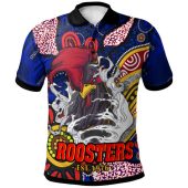 Sydney Roosters Polo Shirt - Custom Angry Rooster with Aboriginal Inspired Indigenous Dot Painting Style