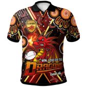 St. George Illawarra Dragons Polo Shirt - Custom Dragon Mascot Illawarra with Aboriginal Inspired Art Player And Number Polo Shirt
