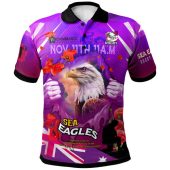 Australia Sea Eagle Polo Shirt - Custom Sea Eagle Remembrance Day Quotes And Poppies Polo Shirt