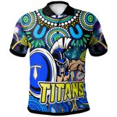 Gold Coast Titans Polo Shirt - Custom Titans Indigenous Dot Painting Style