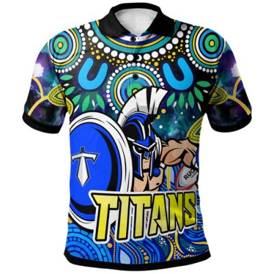 Gold Coast Titans Polo Shirt - Custom Titans Indigenous Dot Painting Style