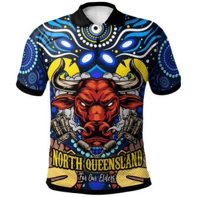 North Queensland Cowboys Naidoc Custom Polo Shirt - Aboriginal Inspired Dot Painting Style Polo Shirt