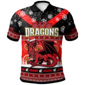 St. George Illawarra Dragons Christmas Polo Shirt - Custom Dragon Aboriginal Inspired Xmas Polo Shirt