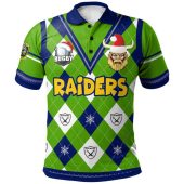 Canberra Raiders Christmas Polo Shirt - Custom Canberra Raiders Xmas Argyle Style Polo Shirt