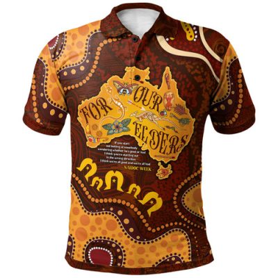 Australia Naidoc Week Polo Shirt - Custom For Our Elders Naidoc Quotes Aboriginal Inspired Land Polo Shirt