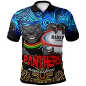 Penrith Panthers Polo Shirt - Custom Penrith Panthers Champions with Aboriginal Inspired Dot Painting Art Player And Number Polo Shirt