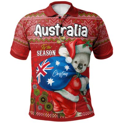 Aboriginal Christmas Polo Shirt - Custom Australia Koala Ugly Christmas with Aboriginal Inspired Green Polo Shirt