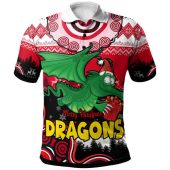 St. George Illawarra Dragons Christmas Polo Shirt - Custom Dragon Aboriginal Inspired Xmas Polo Shirt