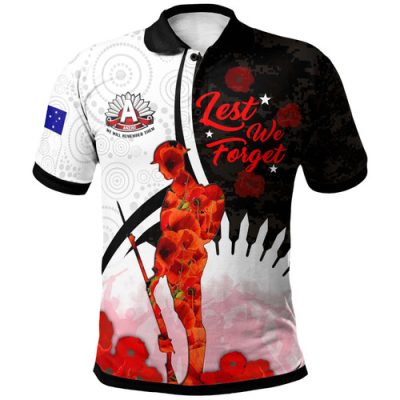 Australia Anzac Day Polo Shirt - Custom Lest We Forget Poppies Soldier Blood In My Heroes Polo Shirt