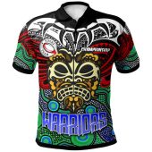 New Zealand Warriors Polo Shirt - Custom Maori Mask New Zealand Warriors with Polynesian Pattern Player And Number Polo Shirt