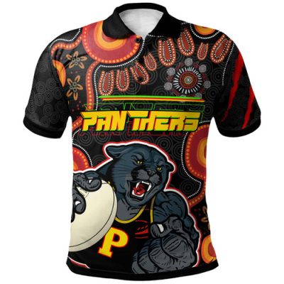 Penrith Panthers Polo Shirt - Custom Penrith Panthers Aboriginal Inspired with Ball Indigenous Style of Dot Painting Traditional