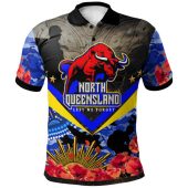 North Queensland Cowboys Custom Polo Shirt - Anzac Day North Queensland Cowboys Aboriginal Inspired Culture Polo Shirt