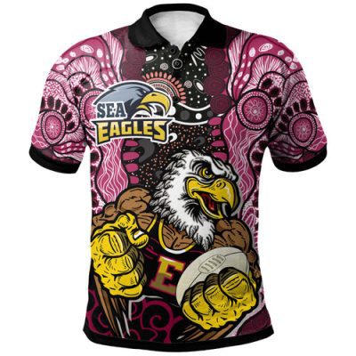 Australia Sea Eagles Polo Shirt - Custom Australia Sea Eagles Ball Aboriginal Inspired Indigenous Sport Style Polo Shirt