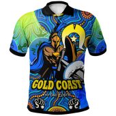 Gold Coast Titans Naidoc Custom Polo Shirt -Naidoc Week and Torres Strait Island with Aboriginal Inspired Dot Painting Style Polo Shirt