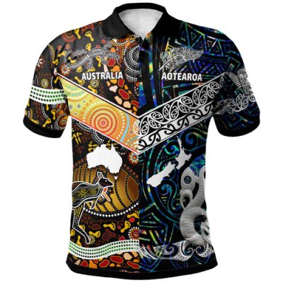 Australia Aboriginal Inspired Polo Shirt - Australia Aotearoa with Maori and Aboriginal Inspired Culture Polo Shirt