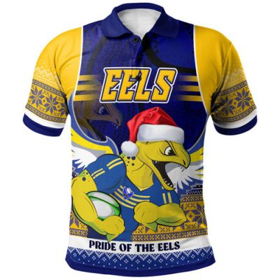Parramatta Eels Christmas Polo Shirt - Custom Parramatta Eels Ugly Christmas And Aboriginal Inspired Patterns Polo Shirt
