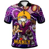 Manly Warringah Sea Eagles Polo Shirt - Aboriginal Inspired Dot Painting Style Polo Shirt