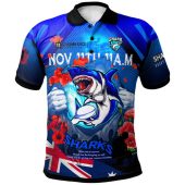 Cronulla-Sutherland Sharks Hoodie - Custom Cronulla-Sutherland Sharks Remembrance Day Lest We Forget Poppies Hoodie