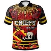 Waikato Chiefs Rugby Polo Shirt - Anzac Day Waikato Chiefs Maori Pattern with Poppy Flowers Polo Shirt