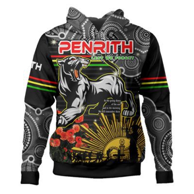 Penrith Panthers Anzac Custom Hoodie - Anzac Rugby Aboriginal Inspired Pattern Hoodie