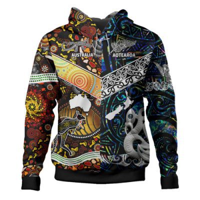 Australia Aboriginal Inspired Hoodie - Australia Aotearoa with Maori and Aboriginal Inspired Culture Hoodie