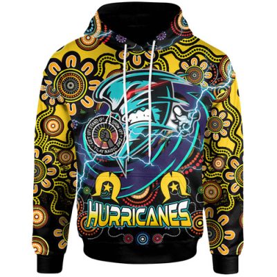 Wellington Hurricanes Rugby Hoodie - Naidoc Week Wellington Hurricanes with Aboriginal Inspired Indigenous "Get up! Stand Up! Show up!" Hoodie