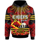 Waikato Chiefs Rugby Hoodie - Anzac Day Waikato Chiefs Maori Pattern with Poppy Flowers Hoodie
