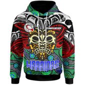 New Zealand Warriors Hoodie - Custom Maori Mask New Zealand Warriors with Polynesian Pattern Player And Number Hoodie
