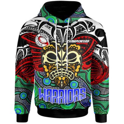 New Zealand Warriors Hoodie - Custom Maori Mask New Zealand Warriors with Polynesian Pattern Player And Number Hoodie