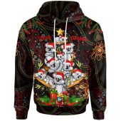Aboriginal Christmas Hoodie - Custom Aussie Koala Christmas Poinsettia with Aboriginal Inspired Hoodie