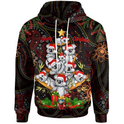 Aboriginal Christmas Hoodie - Custom Aussie Koala Christmas Poinsettia with Aboriginal Inspired Hoodie