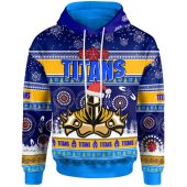 Gold Coast Titans Christmas Custom Hoodie - Gold Coast Titans Aboriginal Inspired Summer Vibes Christmas Hoodie