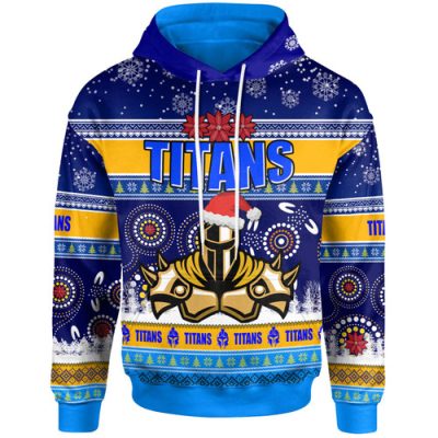 Gold Coast Titans Christmas Custom Hoodie - Gold Coast Titans Aboriginal Inspired Summer Vibes Christmas Hoodie