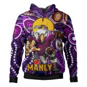 Manly Warringah Sea Eagles Hoodie - Aboriginal Inspired Dot Painting Style Hoodie