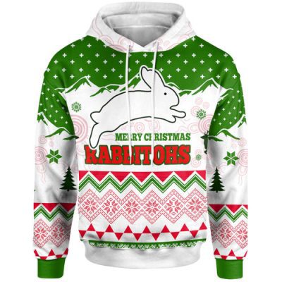 South Sydney Rabbitohs Hoodie - Custom Merry Christmas South Sydney Rabbitohs Aboriginal Inspired Culture Hoodie