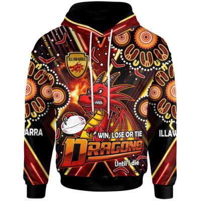 St. George Illawarra Dragons Hoodie - Custom Dragon Mascot Illawarra with Aboriginal Inspired Art Player And Number Hoodie