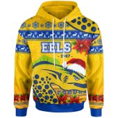 Parramatta Eels Christmas Hoodie - Custom Parramatta Eels Aboriginal Inspired and Poinsettia Xmas Hoodie