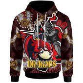 St. George Illawarra Dragons Hoodie - Custom Dragon with Ball and Knight Contemporary Style of Aboriginal Inspired