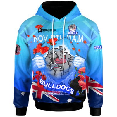 Canterbury-Bankstown Bulldogs Hoodie - Custom Canterbury-Bankstown Bulldogs Remembrance Day Lest We Forget Poppies Hoodie