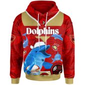 Redcliffe Dolphins Christmas Hoodie - Custom Redcliffe Dolphins Christmas with Ugly Pattern and Aboriginal Inspired Hoodie