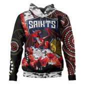 Australia Illawarra and St George Hoodie - Aboriginal Inspired And Anzac Day With Dragons Poppy Flower Patterns Hoodie
