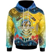 Otago Highlanders Rugby Hoodie -  Aboriginal Inspired Anzac Day Otago Highlanders With Poppy Flower Hoodie