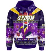 Melbourne Storm Christmas Hoodie - Custom Melbourne Storm Christmas And Aboriginal Patterns Hoodie