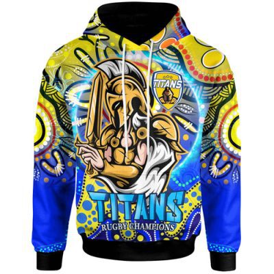 Gold Coast Titans Hoodie - Custom Gold Coast Titans Ball Aboriginal Inspired Style Personalised Player And Number Hoodie